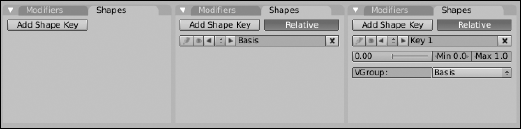 The three different sets of options that the Shapes panel can provide you.