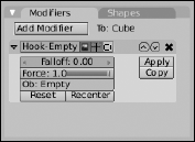 Control options for the Hook modifier.