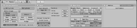 The Link and Materials panel gives you control over vertex groups.