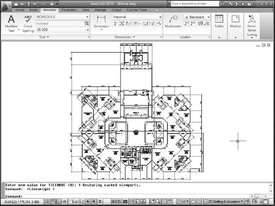 A building model ready for editing in model space.