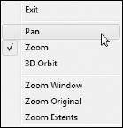 The Zoom/Pan Realtime shortcut menu.