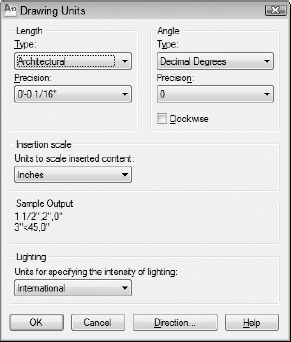 The Drawing Units dialog box.