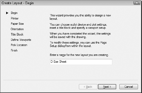 The Create Layout Wizard.