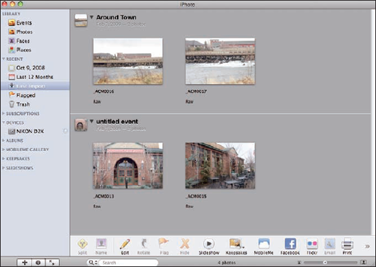 Importing photos with the Autosplit Events option and two-hour gaps.