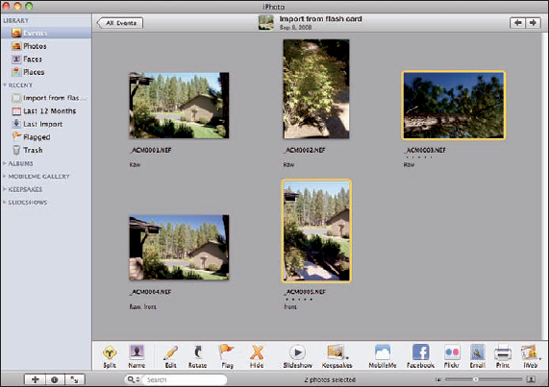 Select photos to split into a new Event.