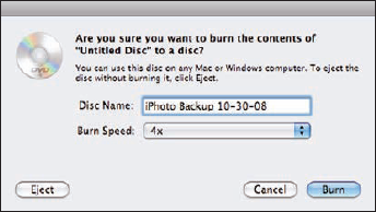 Naming the backup CD or DVD.