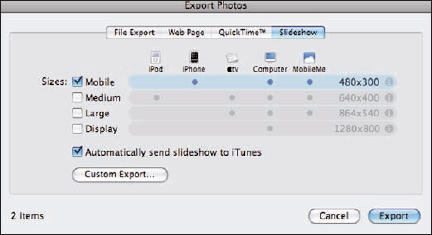 Export a slideshow of photos.