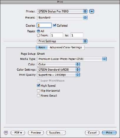 Change print settings here.