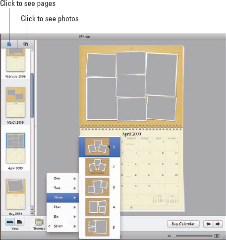 Make your calendar month layout choices.