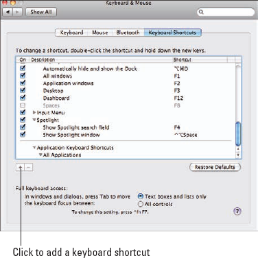 Adding a keyboard shortcuts.