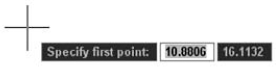 When you move the mouse around, the Dynamic Input bar follows the cursor, displaying the current coordinates.