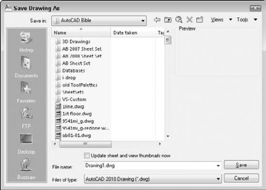 The Save Drawing As dialog box.