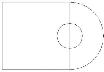 The start of a drawing of a mounting bracket (including a construction line that would later be erased). It was created by using the endpoint, midpoint, and center object snaps.