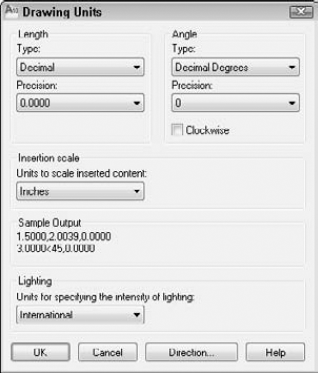 The Drawing Units dialog box.