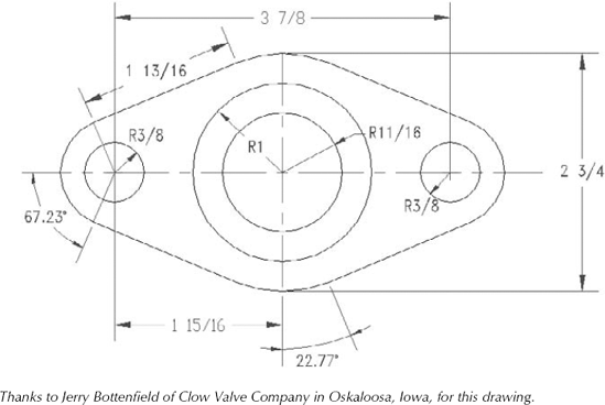 The dimensioned sealing plate for a valve.