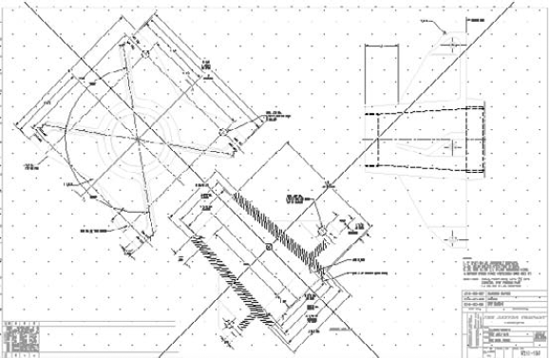 The snap angle in this drawing has been changed to 45 degrees. Note that the grid follows the snap.