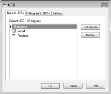 Use the UCS dialog box to save and restore a UCS.