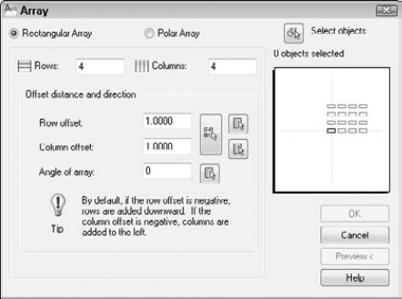 The Array dialog box.