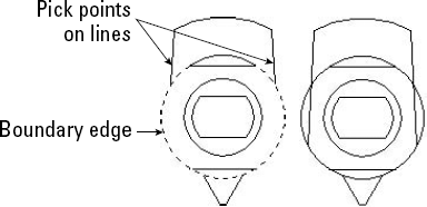 Extending two lines by using an arc as the boundary edge.