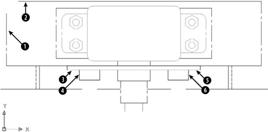 A mechanical drawing showing a small section of a "porcupine" mixer.