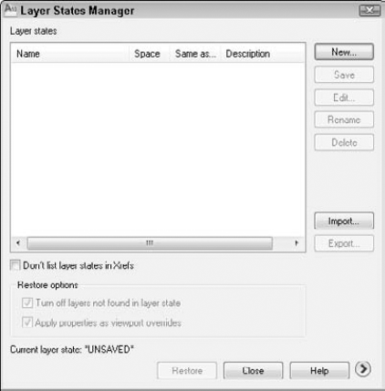 The Layer States Manager dialog box.