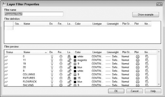 The Layer Filter Properties dialog box.