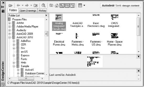 The DesignCenter lets you locate definitions that are contained in other drawings and import them into your current drawing.