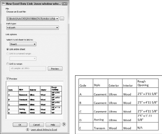 You can create a table that links to Excel data.