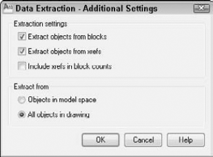 You can specify what kinds of objects you want to include in your data extraction.