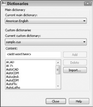 The Dictionaries dialog box.