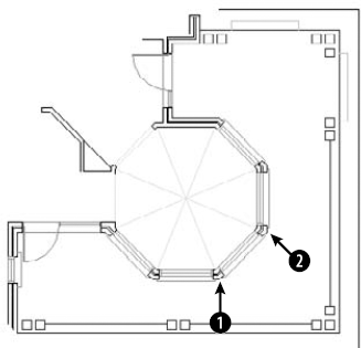 A section of a floor plan of a house.