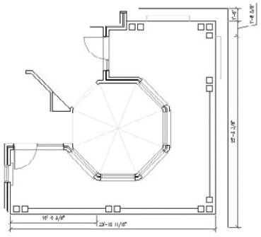 The floor plan with baseline and continued dimensions.