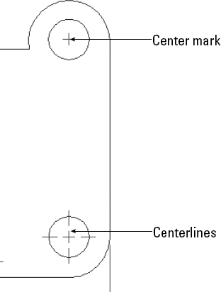 Circles — one with a center mark and the other with centerlines.