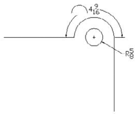 The circle's radius dimension uses a leader (a line and arrow pointing to the object) because the circle is too small to place the dimension inside it. The arc displays an arc length dimension.