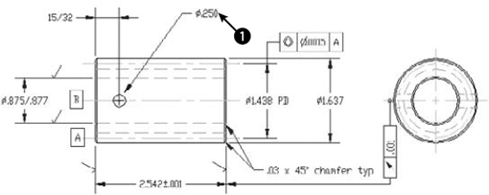 A mechanical drawing using geometric tolerances.