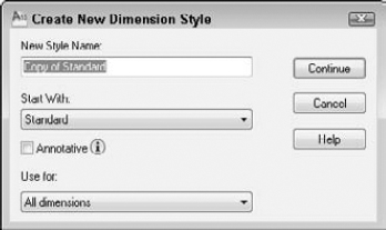 The Create New Dimension Style dialog box.