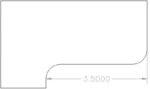 A dimension with the first extension line suppressed.