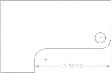 A circle with a centerline and an arc with a center mark.