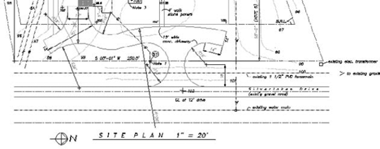 The parallel lines at the bottom of the site plan can be drawn by using a multiline.