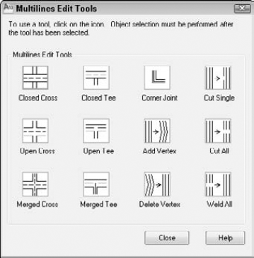 The Multilines Edit Tools dialog box.