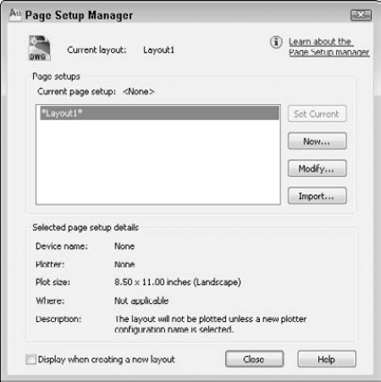 The Page Setup Manager helps you to control your page setups.