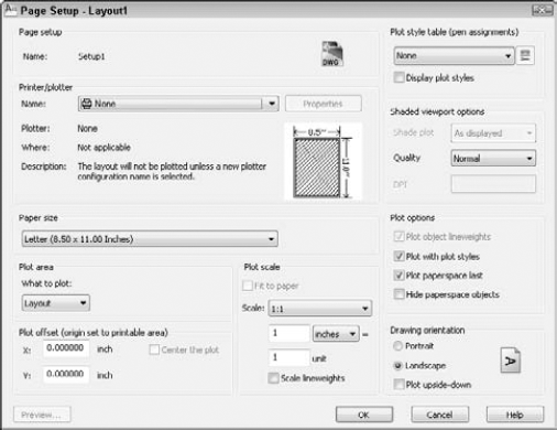 The Page Setup dialog box.