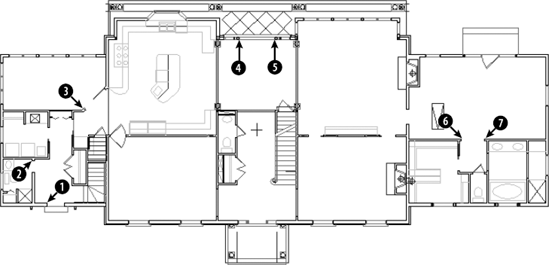 The floor plan of the house needs some doors and a toilet.