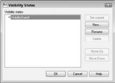 Use the Visibility States dialog box to add and name visibility states.