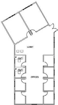 The office plan with added chairs and office furniture.