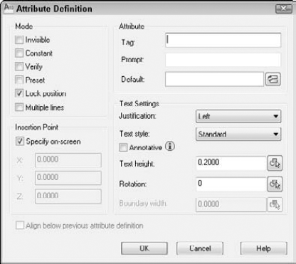 The Attribute Definition dialog box.