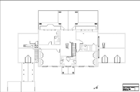 The current drawing is blank but displays an xref of a house plan that has a nested xref of a titleblock.