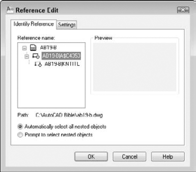 The Reference Edit dialog box enables you to choose which reference you want to edit, including nested references.