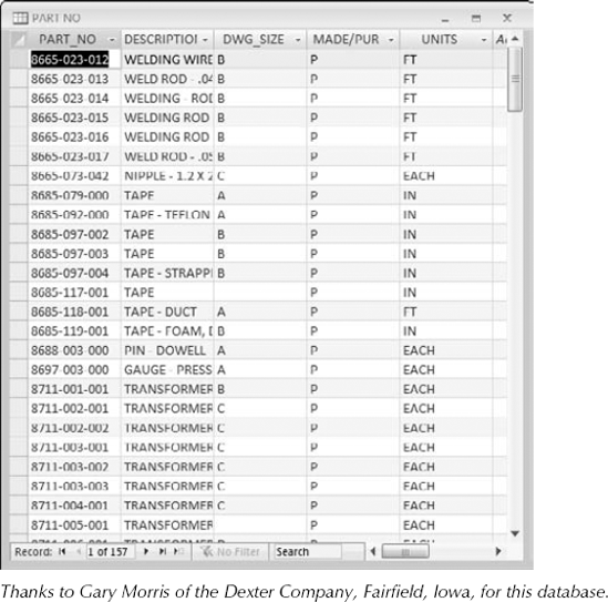 The Microsoft Access database.