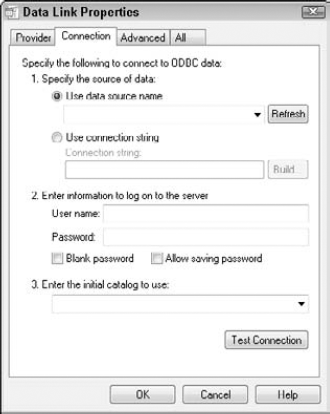 Use the Data Link Properties dialog box to configure your data source within AutoCAD.